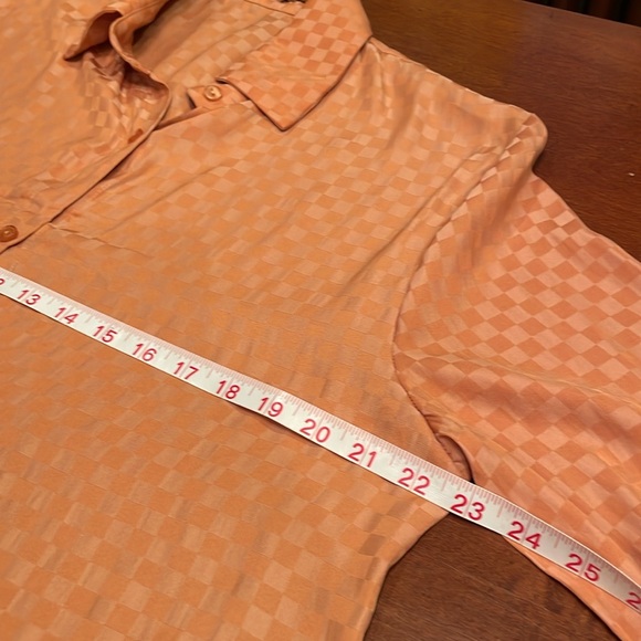 Orange blouse with checked pattern size small - Picture 4 of 8
